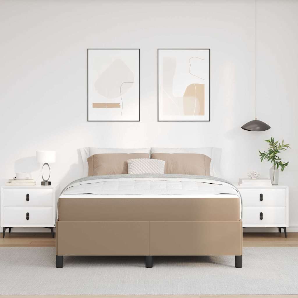 Cadre de lit avec matelas Cappuccino 140 x 190 cm Faux cuir - XIOS