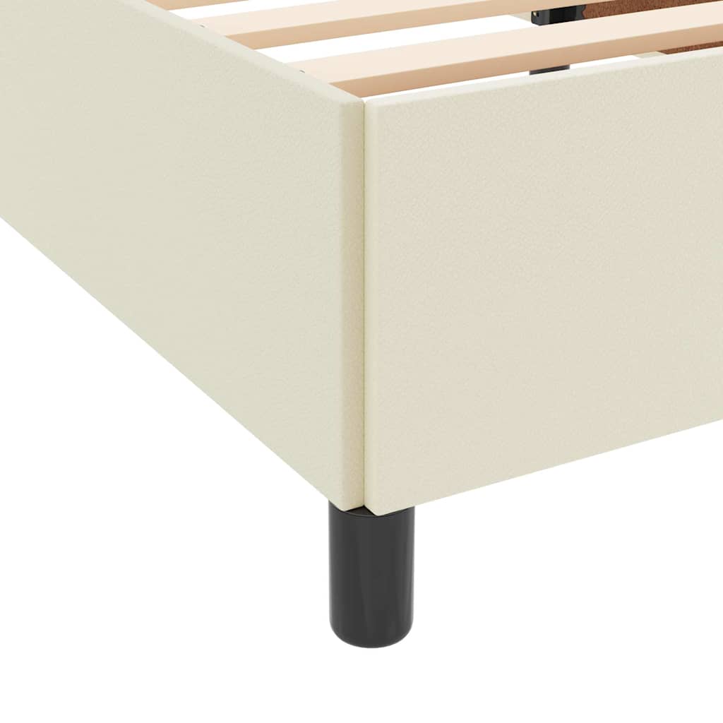 Cadre de lit avec matelas Crème 160 x 200 cm tissu