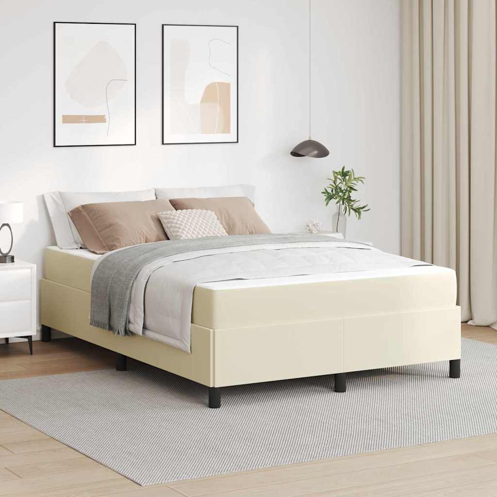 Cadre de lit avec matelas Crème 160 x 200 cm tissu