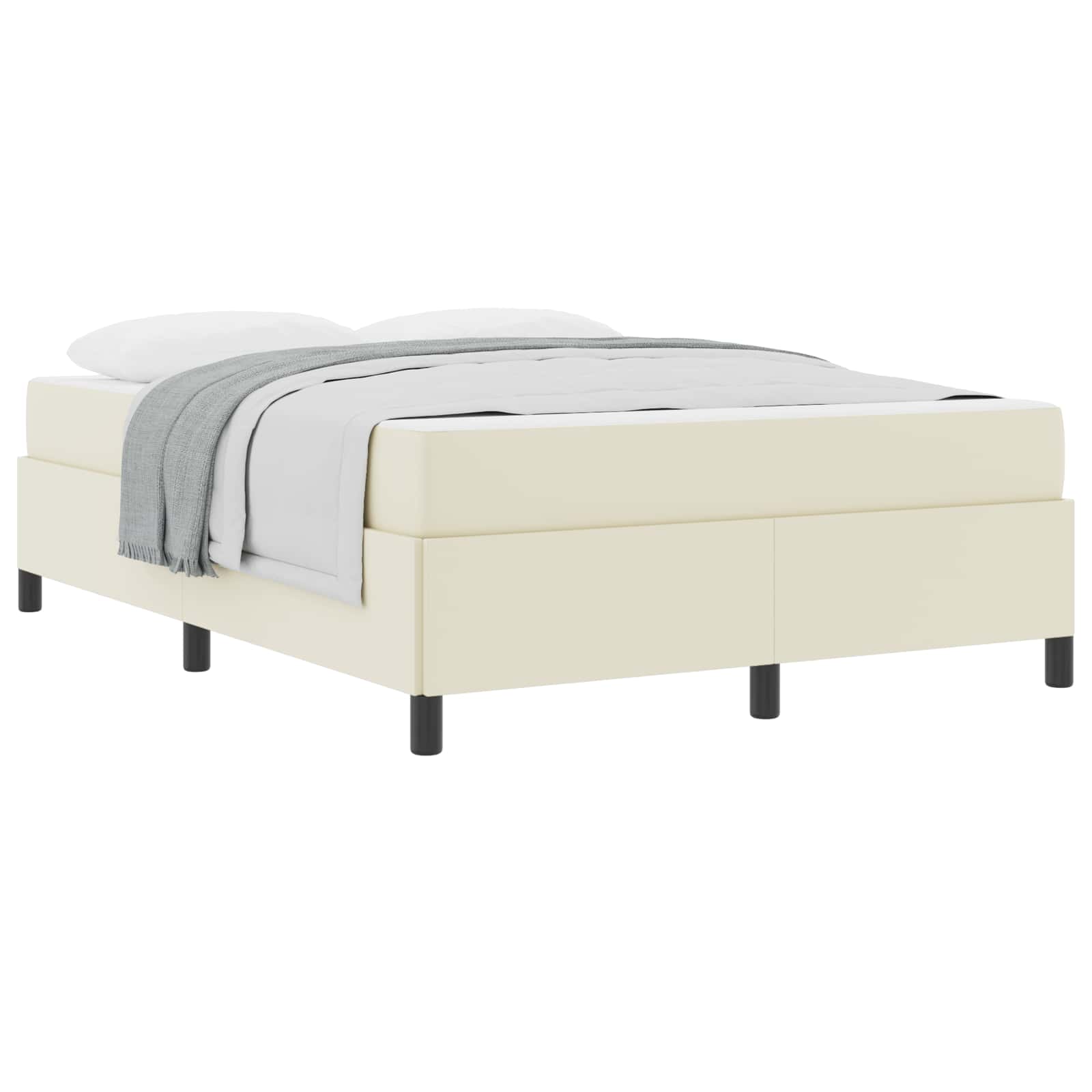 Cadre de lit avec matelas Crème 160 x 200 cm tissu