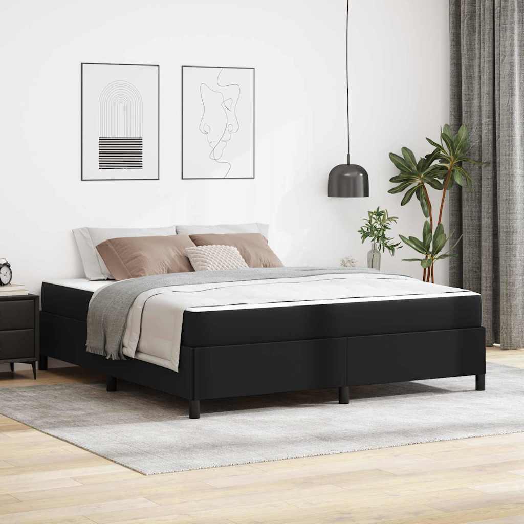 Cadre de lit avec matelas Noir 180 x 200 cm tissu