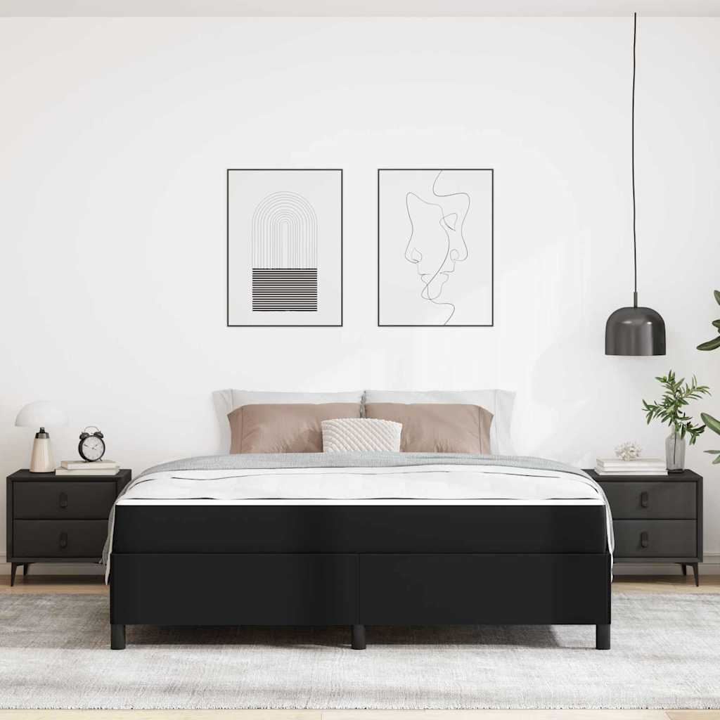 Cadre de lit avec matelas Noir 180 x 200 cm tissu