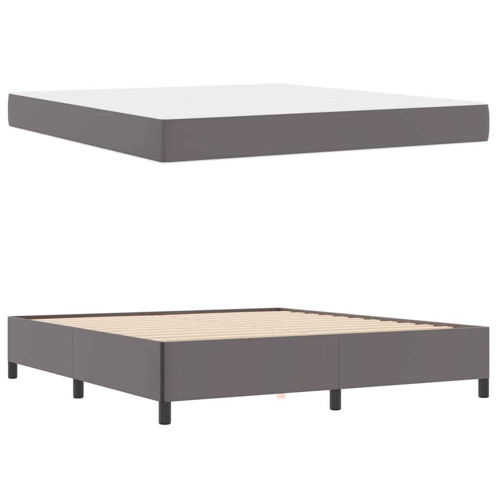 Cadre de lit avec matelas Gris 180 x 200 cm Faux cuir - XIOS