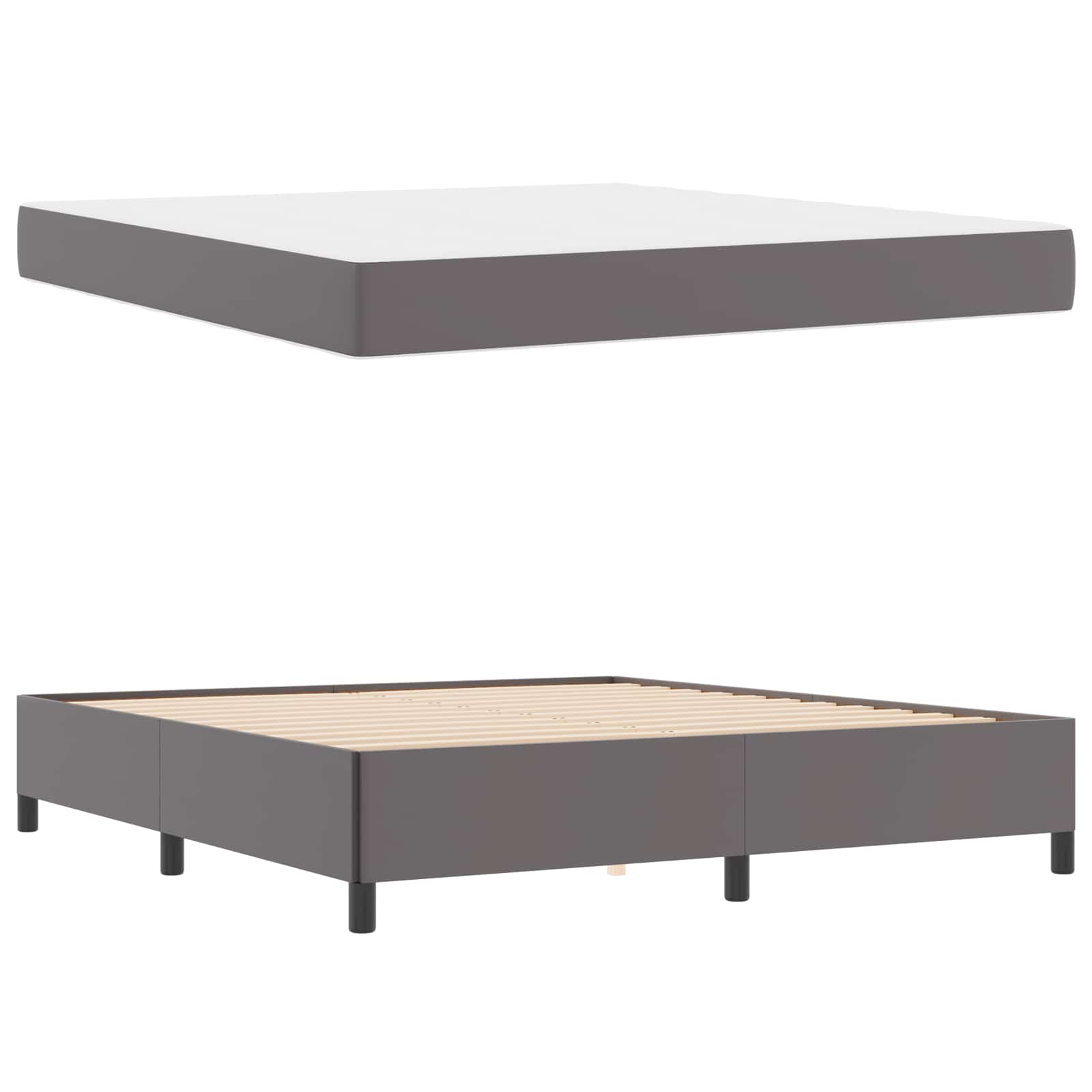 Cadre de lit avec matelas Gris 180 x 200 cm tissu - XIOS