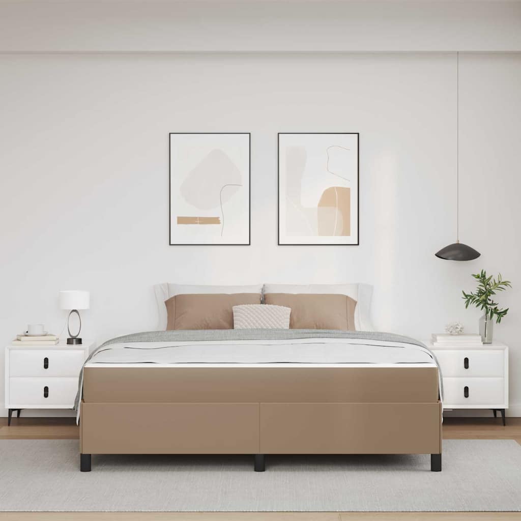 Cadre de lit avec matelas Cappuccino 180 x 200 cm tissu