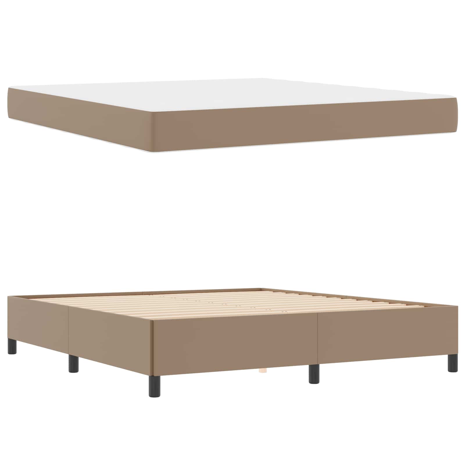 Cadre de lit avec matelas Cappuccino 180 x 200 cm tissu