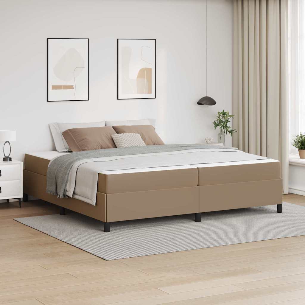 Cadre de lit avec matelas Cappuccino 200 x 200 cm tissu
