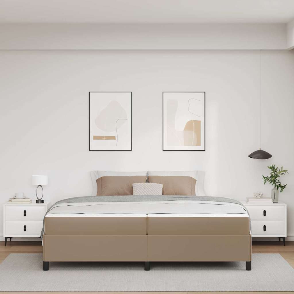 Cadre de lit avec matelas Cappuccino 200 x 200 cm tissu