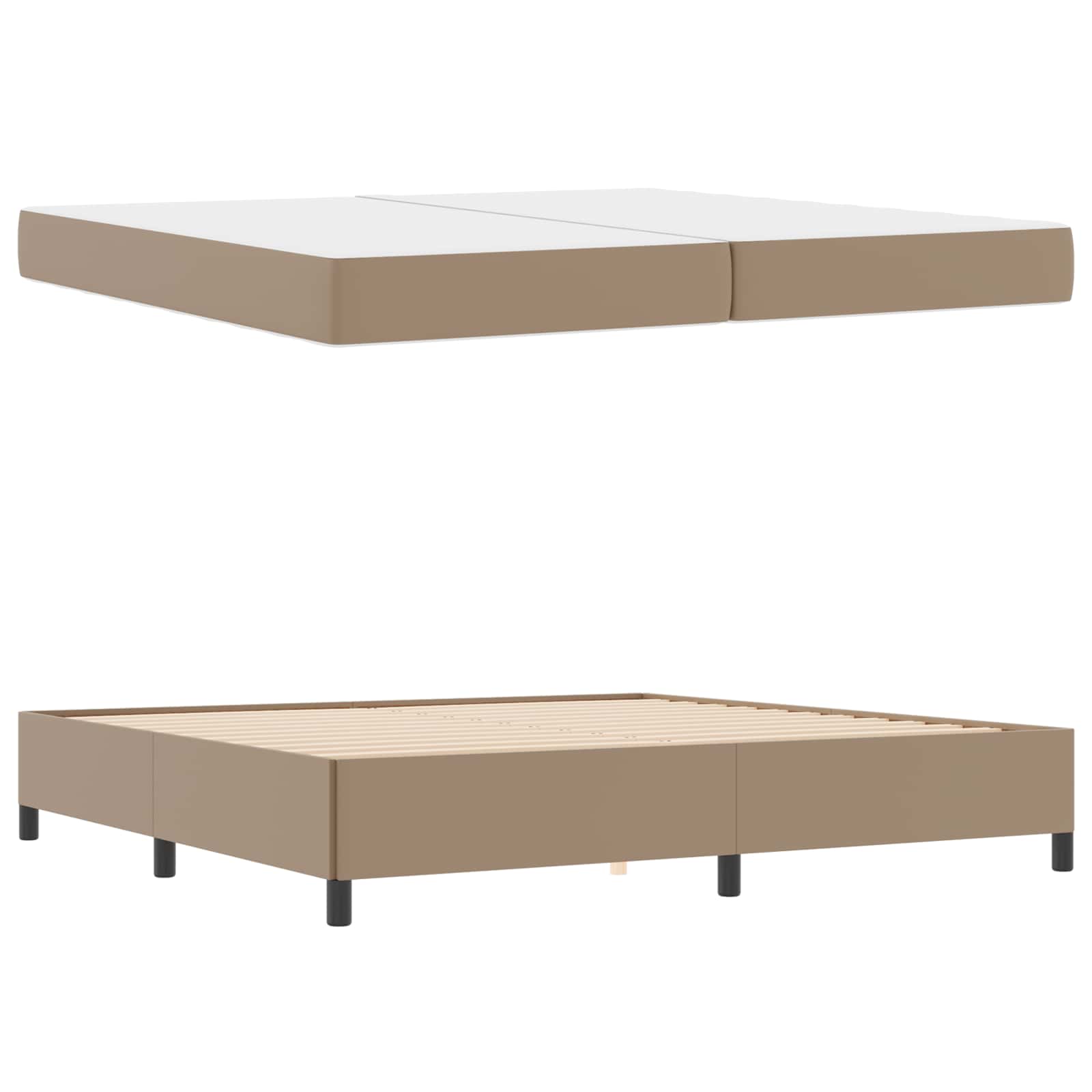 Cadre de lit avec matelas Cappuccino 200 x 200 cm tissu