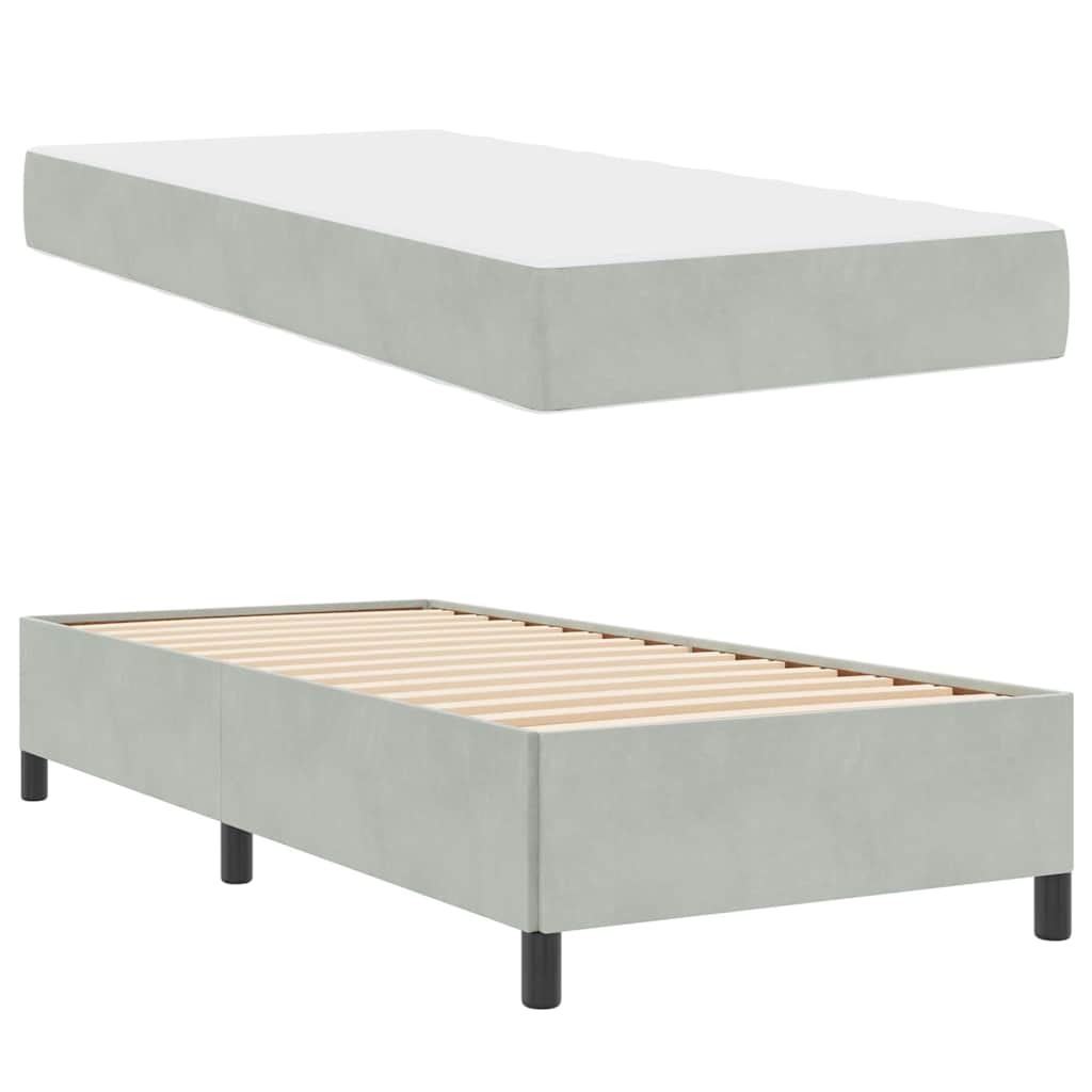 Cadre de lit avec matelas Gris clair 80 x 200 cm tissu - XIOS