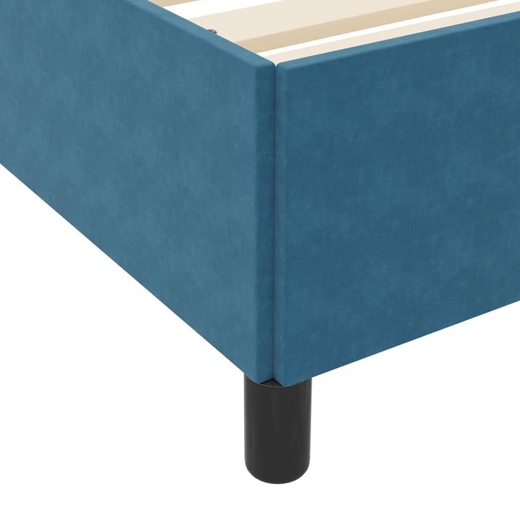 Cadre de lit Autre Bleu foncé et blanc 90 x 200 cm Velours
