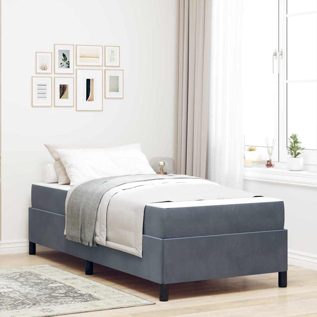 Cadre de lit avec matelas Gris foncé 100 x 200 cm tissu - XIOS