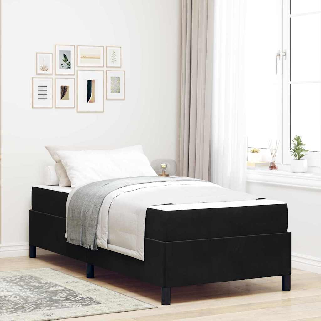 Cadre de lit avec matelas Noir 100 x 200 cm tissu - XIOS