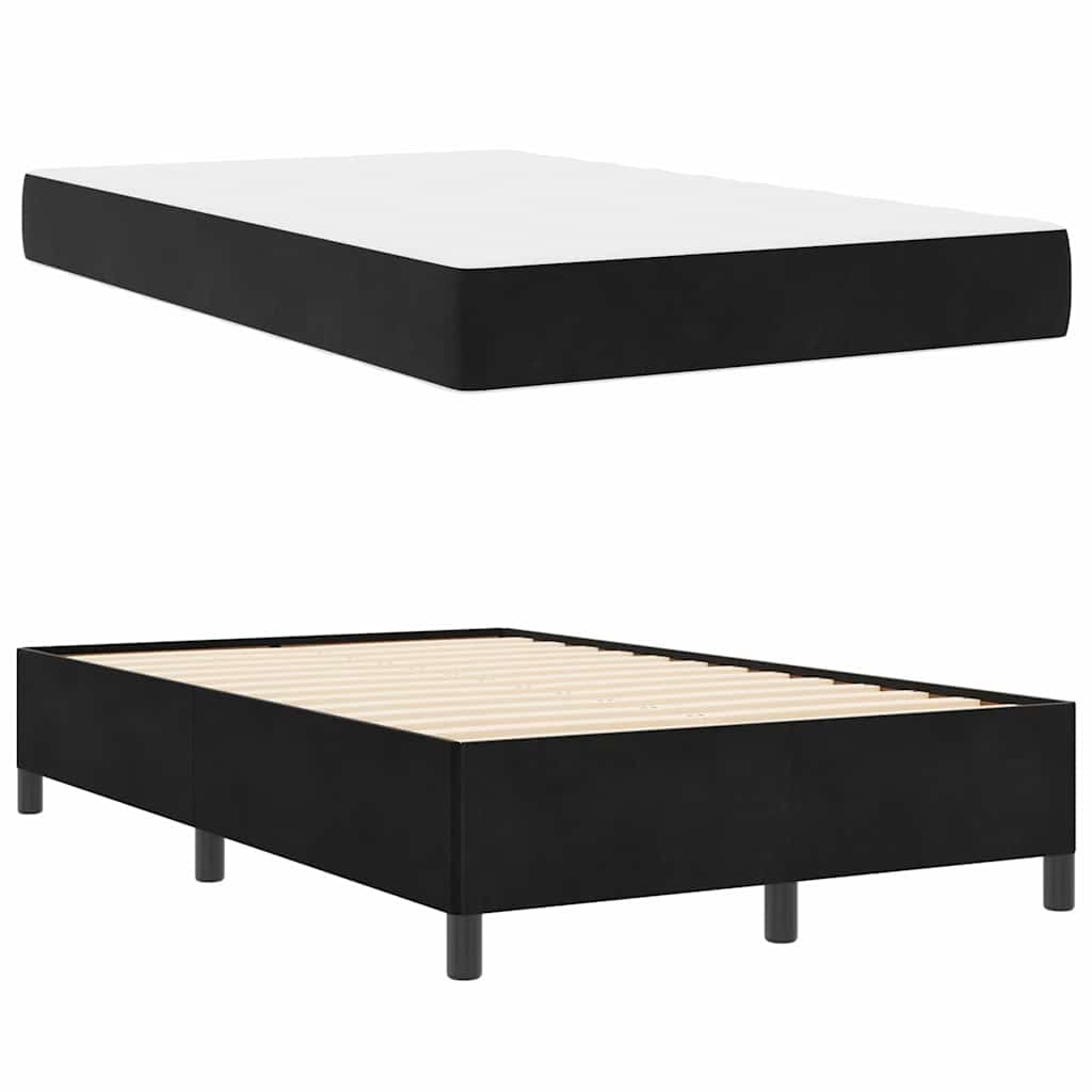 Cadre de lit avec matelas Noir 120 x 190 cm tissu - XIOS