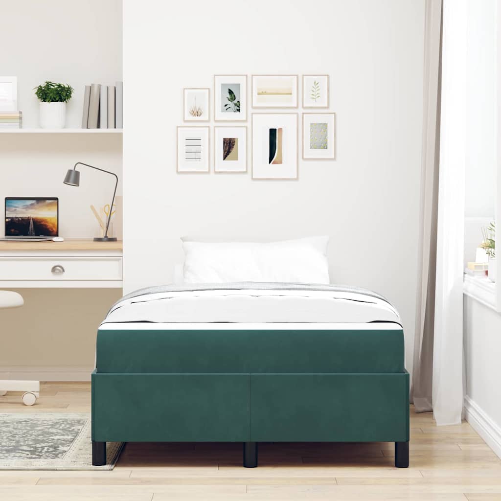Cadre de lit Vert foncé et blanc 120 x 190 cm Velours - XIOS