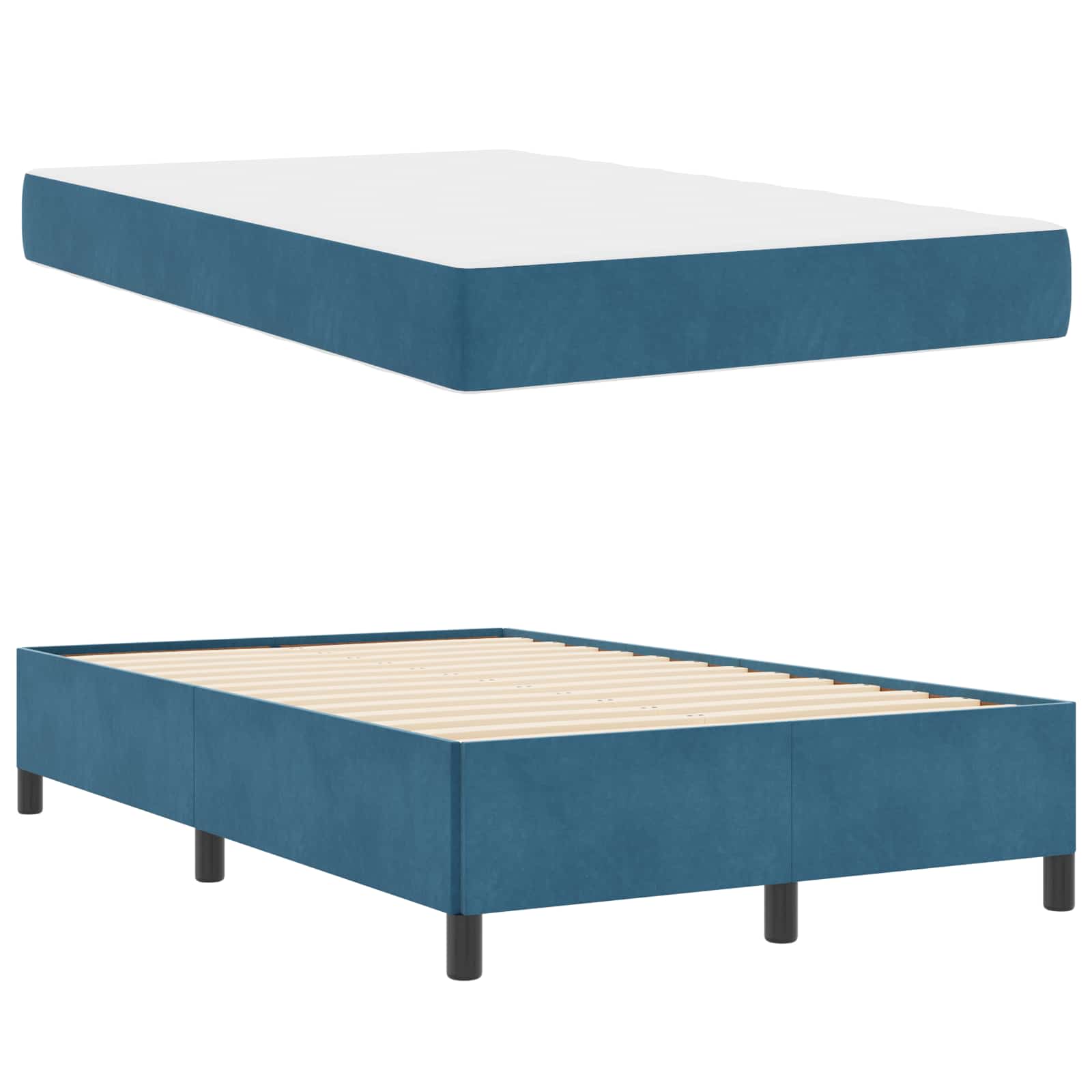 Cadre de lit avec matelas Bleu foncé 120 x 200 cm tissu - XIOS