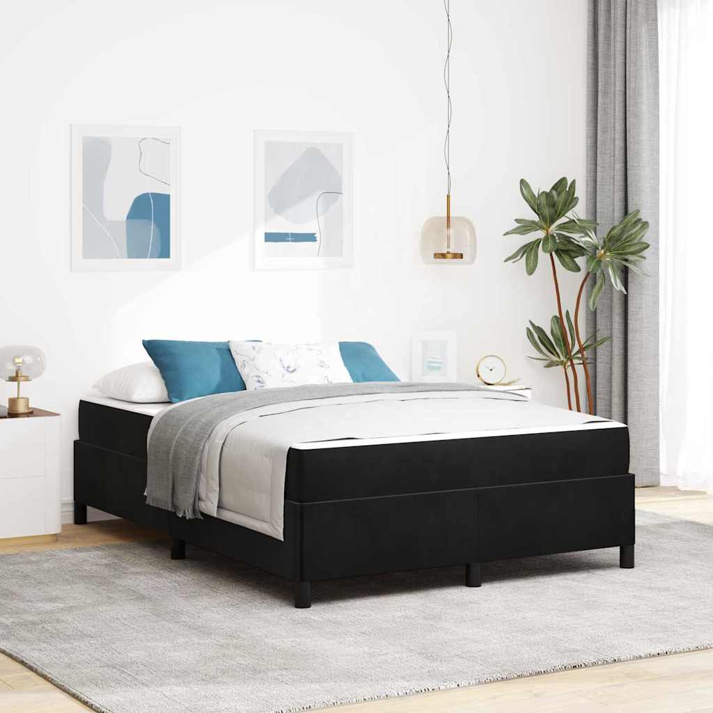 Cadre de lit avec matelas Noir 140 x 200 cm tissu - XIOS