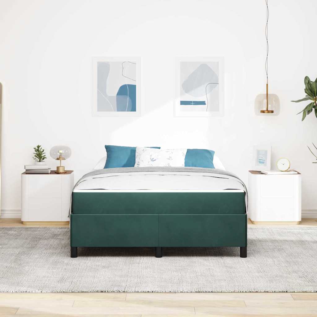 Cadre de lit avec matelas Vert foncé 160 x 200 cm tissu - XIOS
