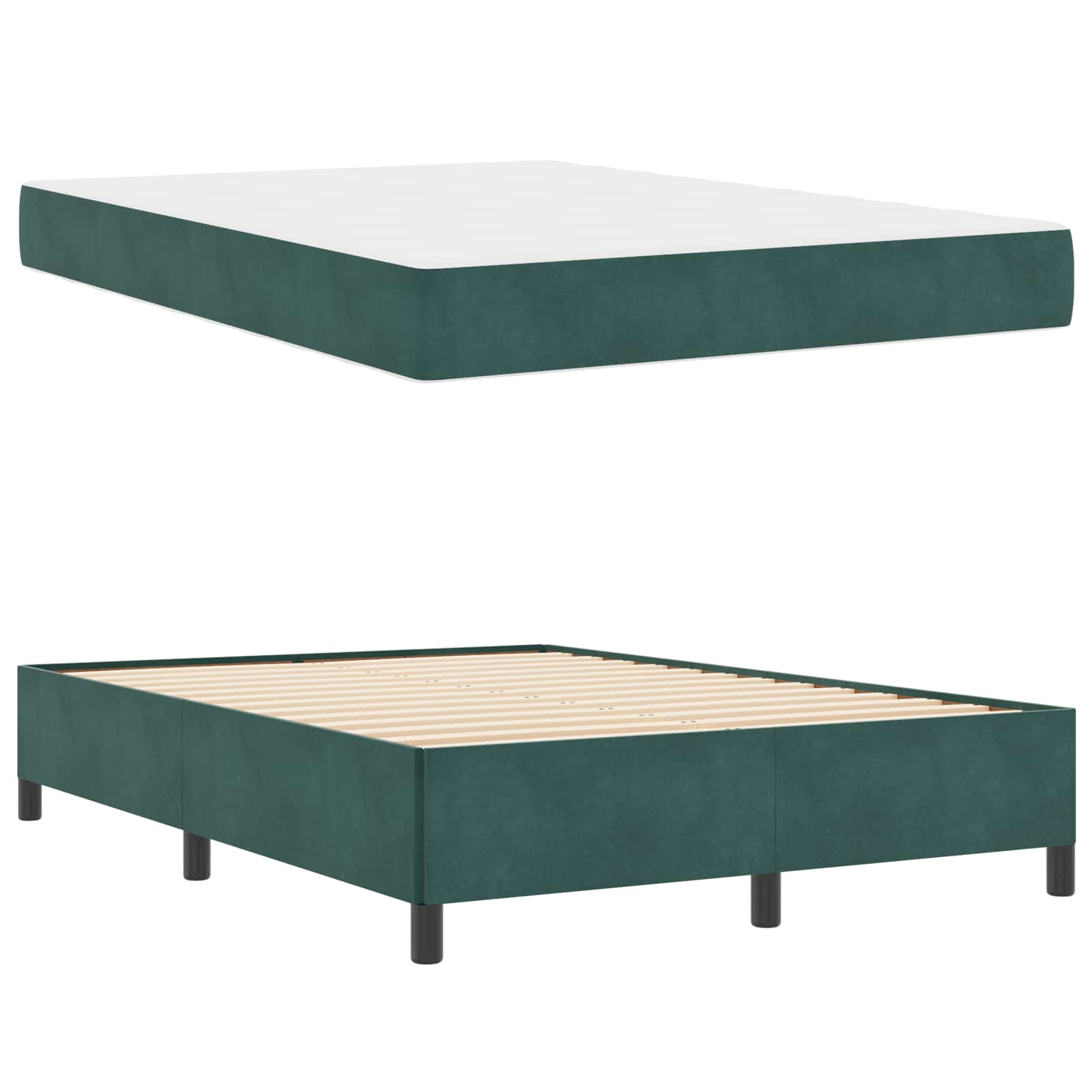 Cadre de lit avec matelas Vert foncé 160 x 200 cm tissu - XIOS