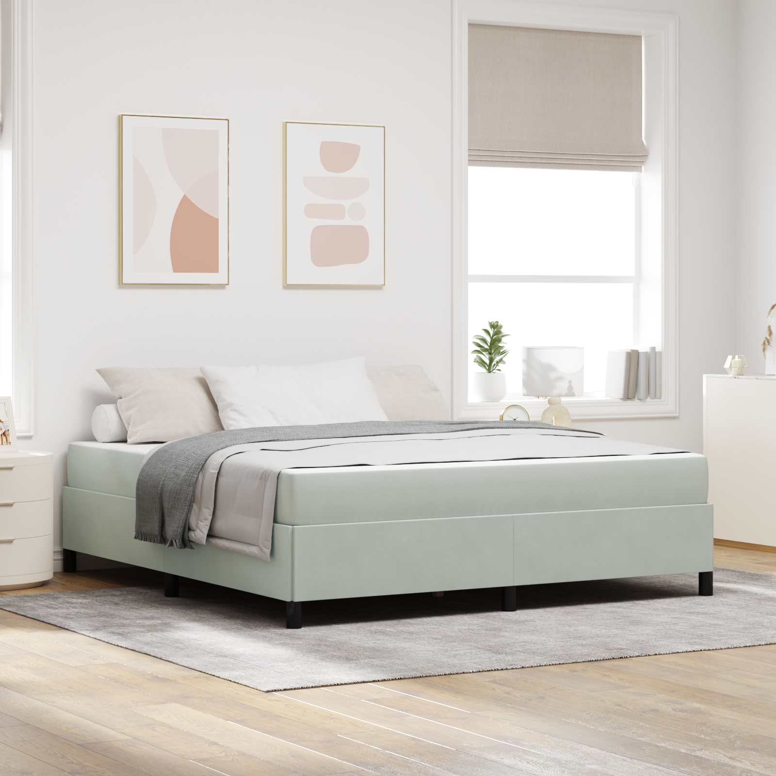 Cadre de lit avec matelas Gris clair 180 x 200 cm tissu - XIOS