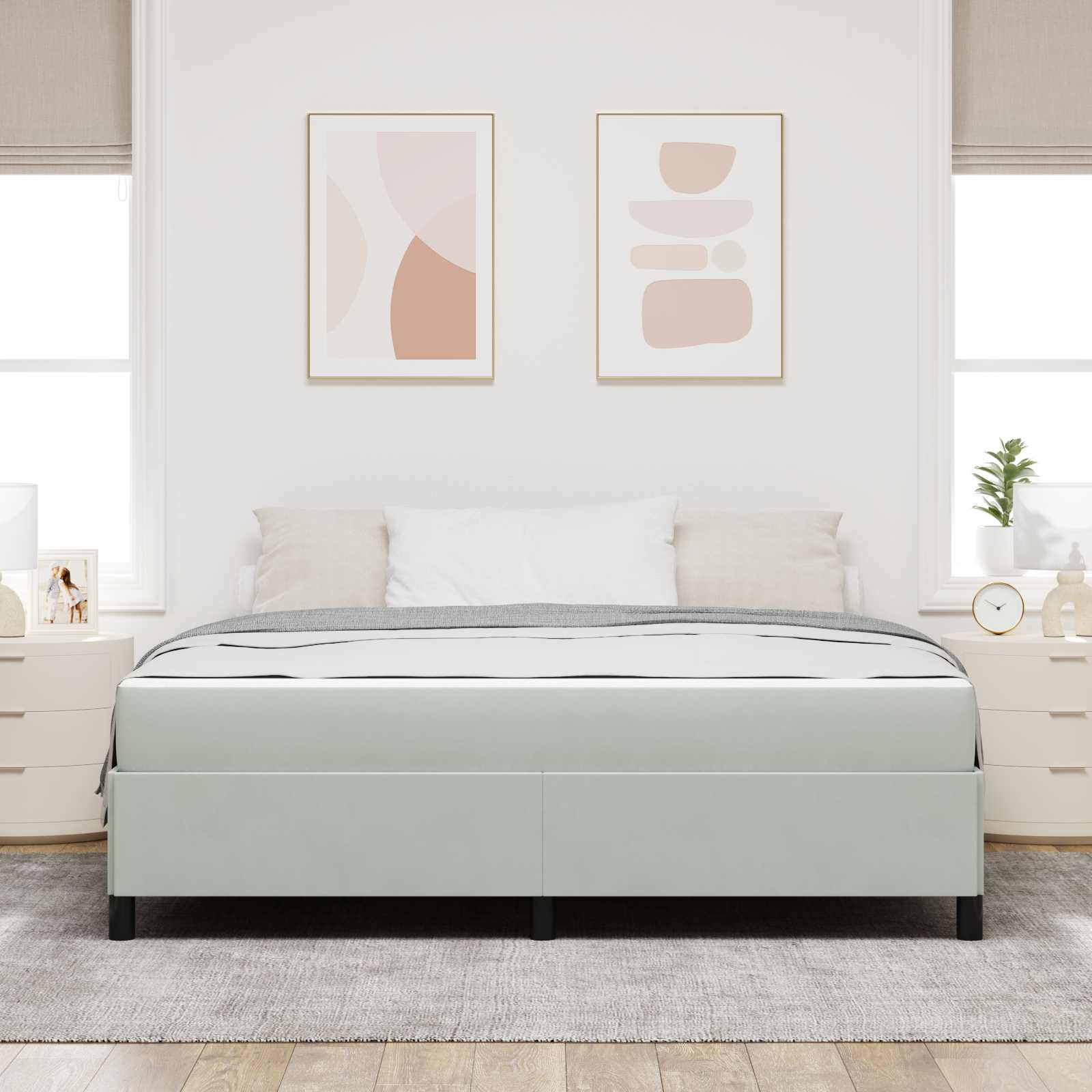 Cadre de lit avec matelas Gris clair 180 x 200 cm tissu - XIOS