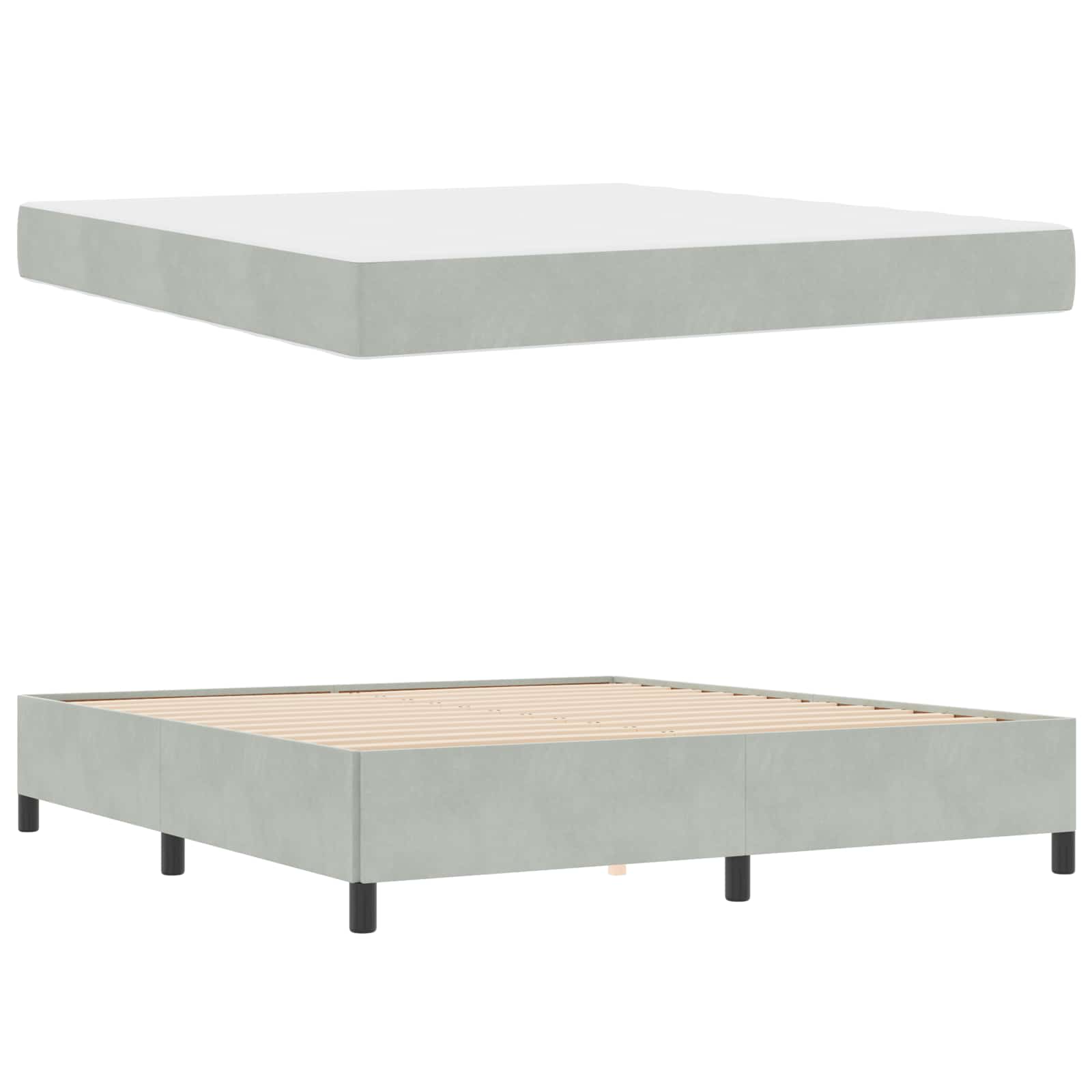 Cadre de lit avec matelas Gris clair 180 x 200 cm tissu - XIOS