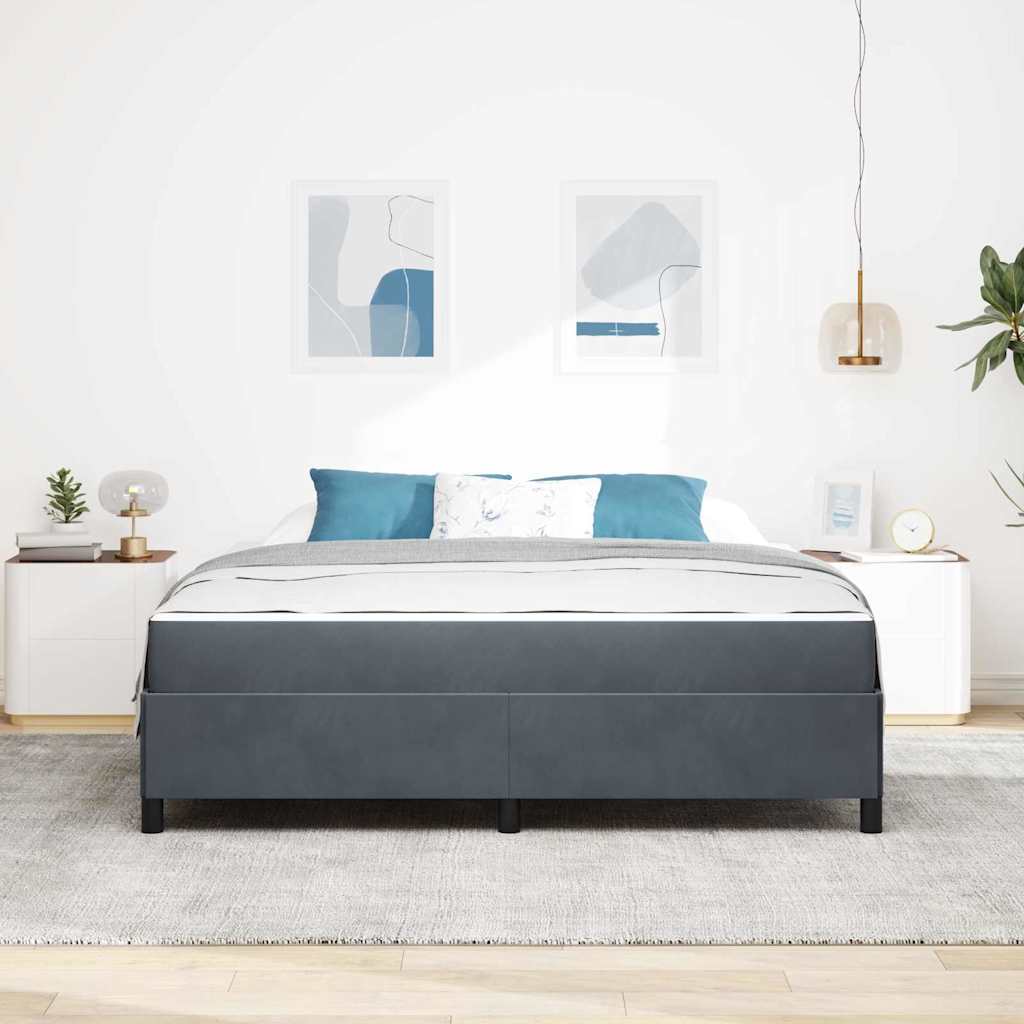 Cadre de lit avec matelas Gris foncé 180 x 200 cm tissu - XIOS
