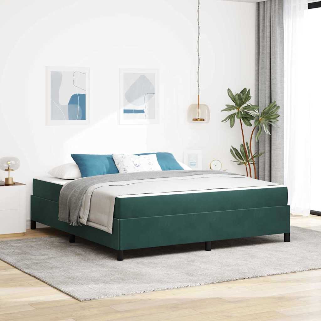 Cadre de lit avec matelas Vert foncé 180 x 200 cm tissu - XIOS