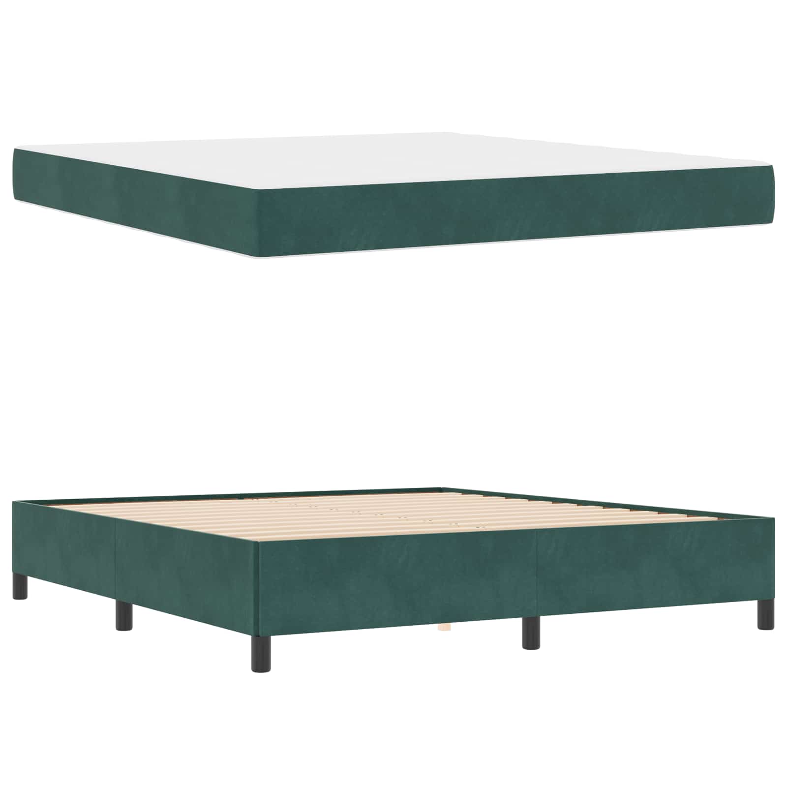 Cadre de lit avec matelas Vert foncé 180 x 200 cm tissu - XIOS