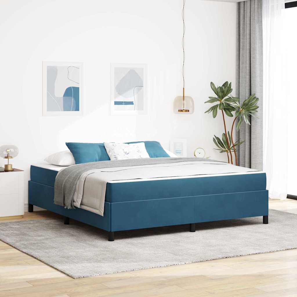 Cadre de lit avec matelas Bleu foncé 180 x 200 cm tissu - XIOS