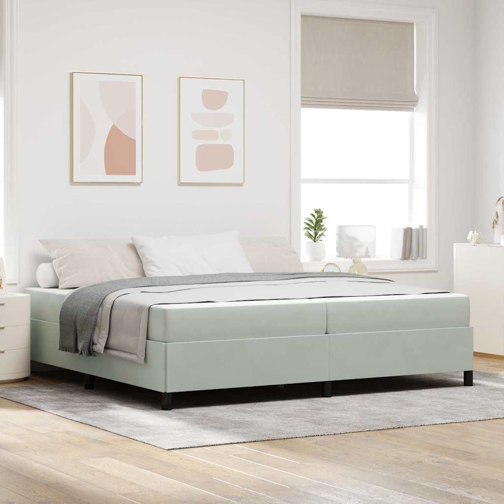 Cadre de lit avec matelas Gris clair 200 x 200 cm tissu - XIOS