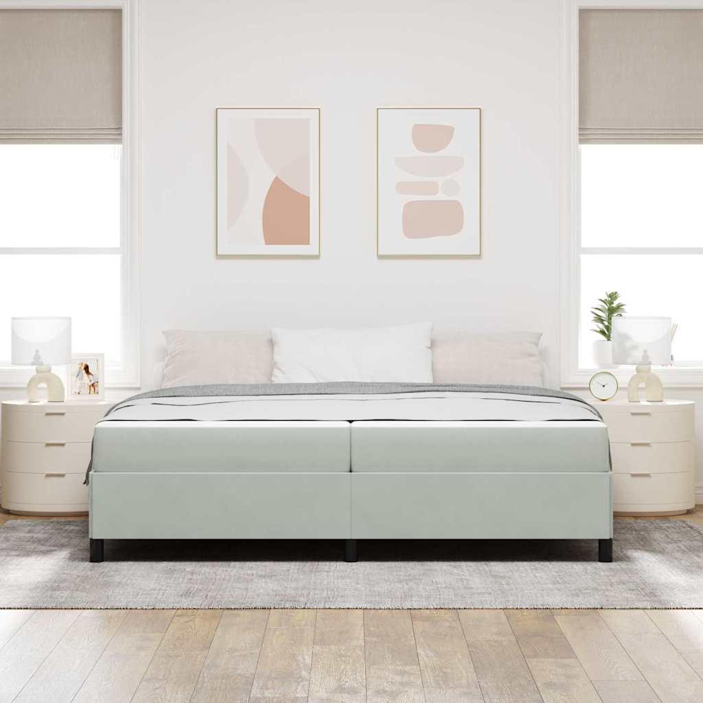 Cadre de lit avec matelas Gris clair 200 x 200 cm tissu - XIOS