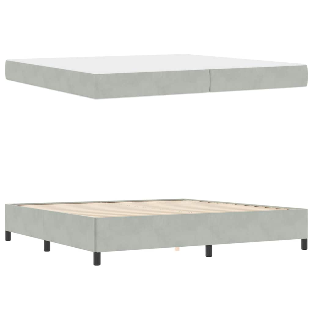 Cadre de lit avec matelas Gris clair 200 x 200 cm tissu - XIOS