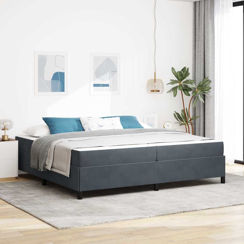 Cadre de lit avec matelas Gris foncé 200 x 200 cm tissu - XIOS