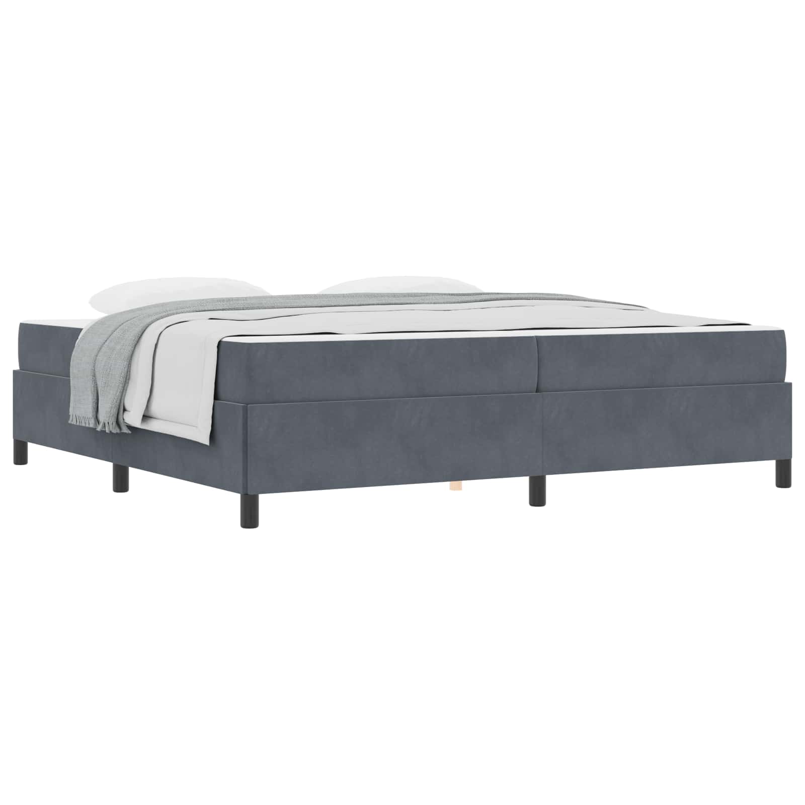 Cadre de lit avec matelas Gris foncé 200 x 200 cm tissu - XIOS