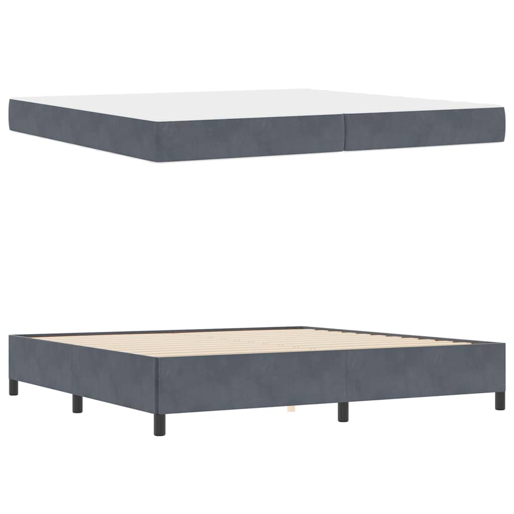 Cadre de lit avec matelas Gris foncé 200 x 200 cm tissu - XIOS