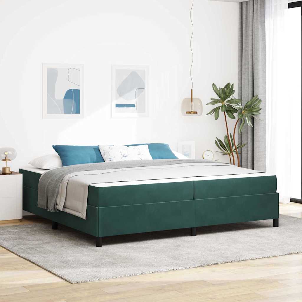 Cadre de lit avec matelas Vert foncé 200 x 200 cm tissu - XIOS