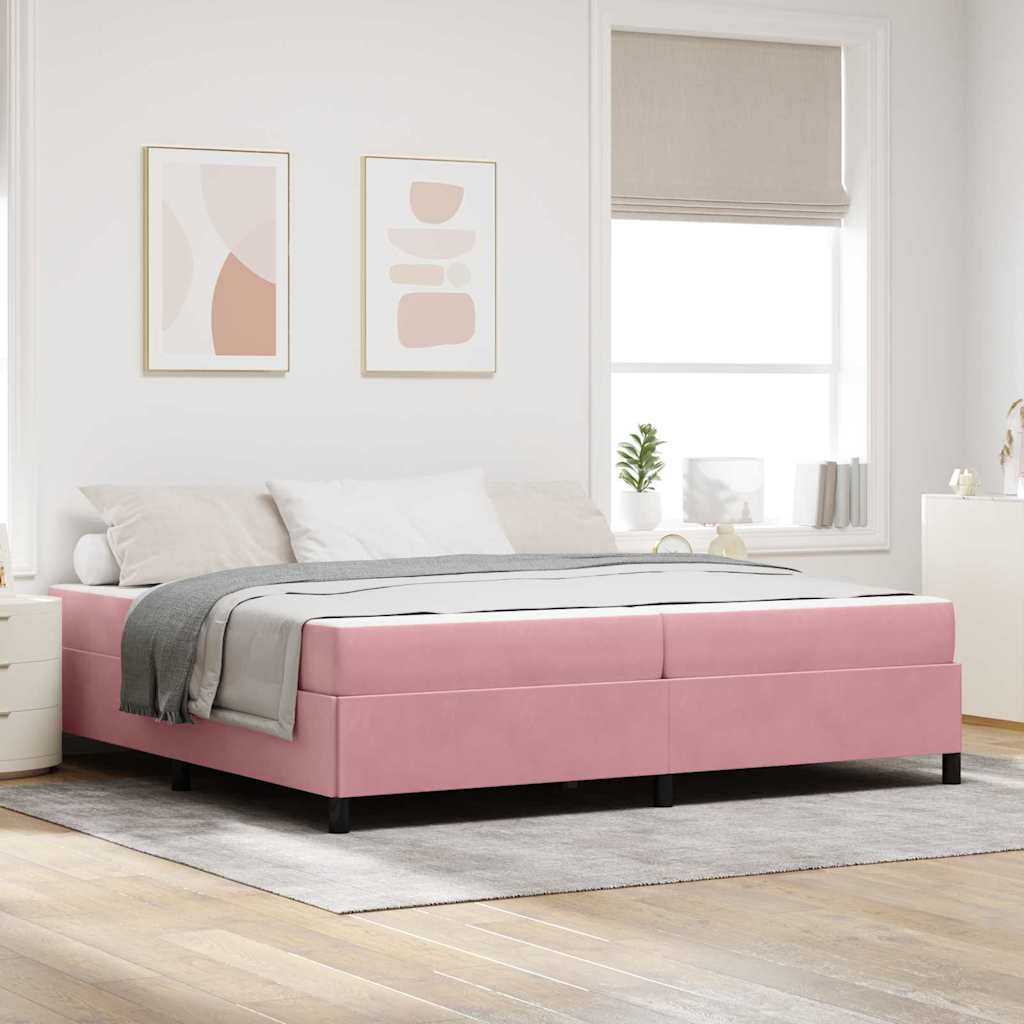 Cadre de lit avec matelas Rose 200 x 200 cm tissu - XIOS