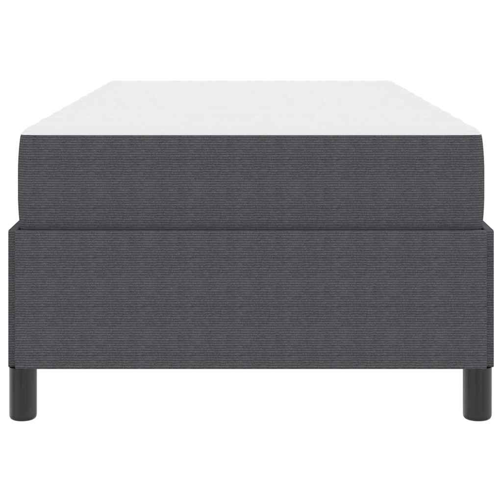 Cadre de lit avec matelas Gris foncé 90 x 190 cm tissu