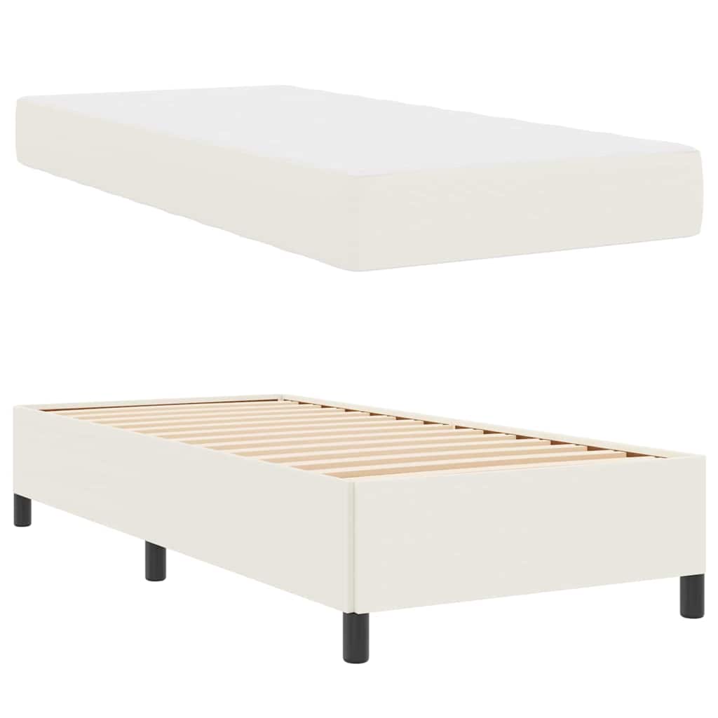Cadre de lit avec matelas Crème 90 x 190 cm tissu