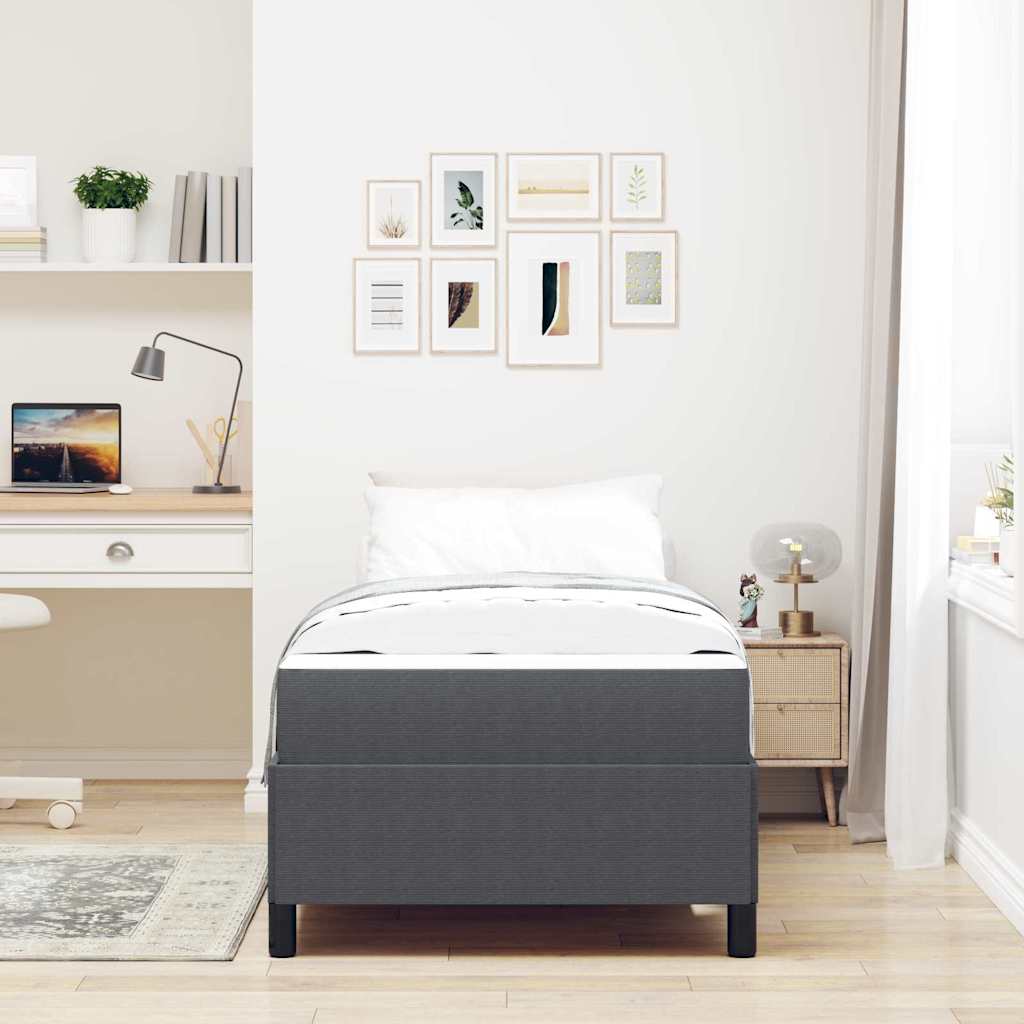 Cadre de lit avec matelas Gris foncé 100 x 200 cm tissu