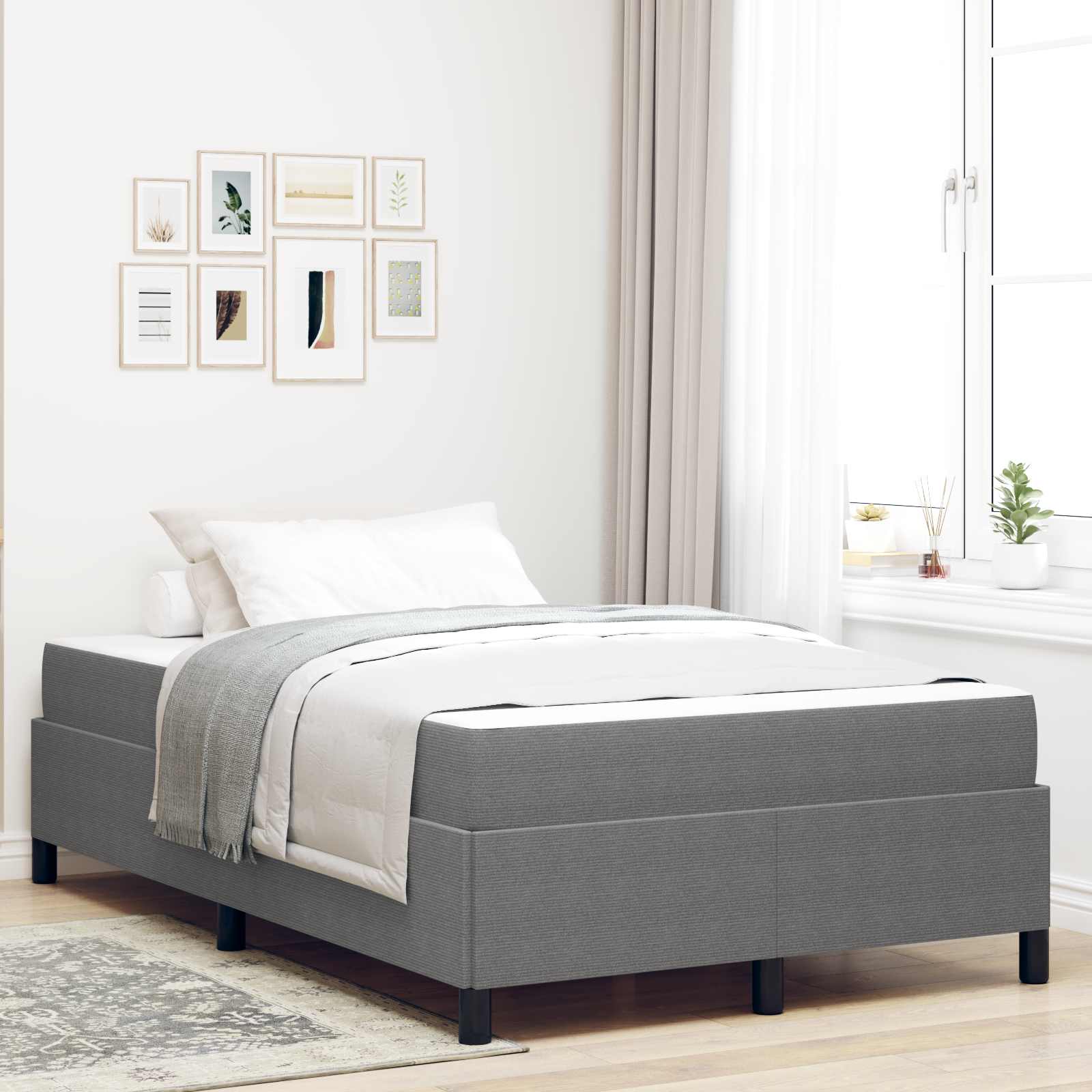 Cadre de lit avec matelas Gris clair 120 x 200 cm tissu - XIOS
