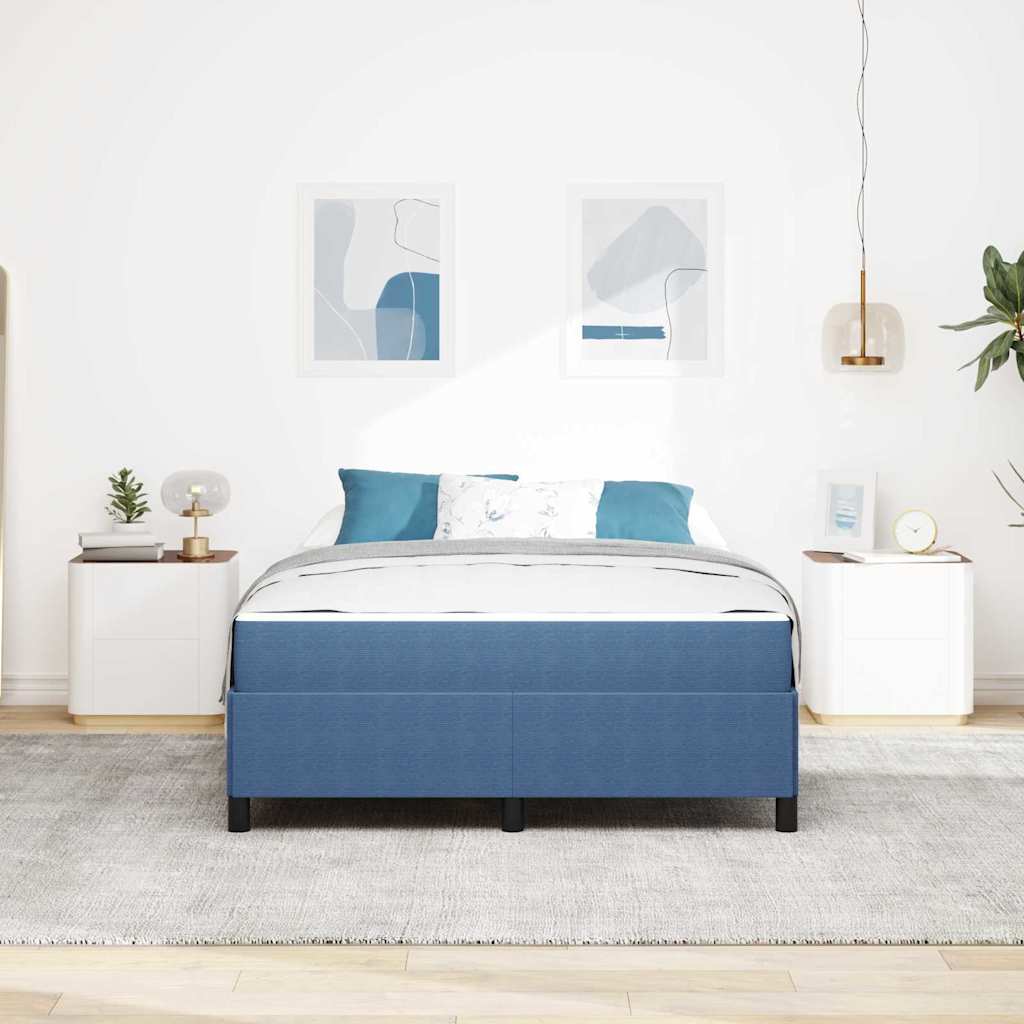 Cadre de lit avec matelas Bleu 140 x 200 cm tissu - XIOS