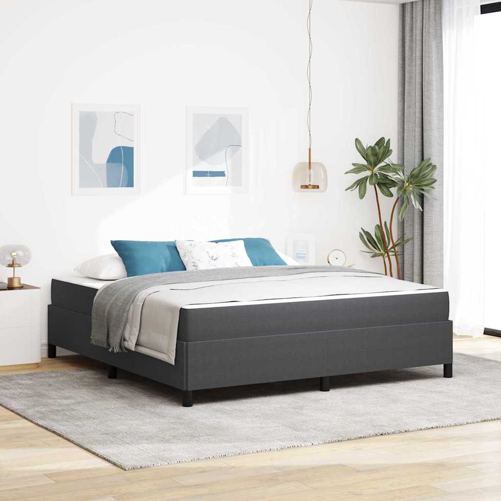Cadre de lit avec matelas Gris foncé 180 x 200 cm tissu