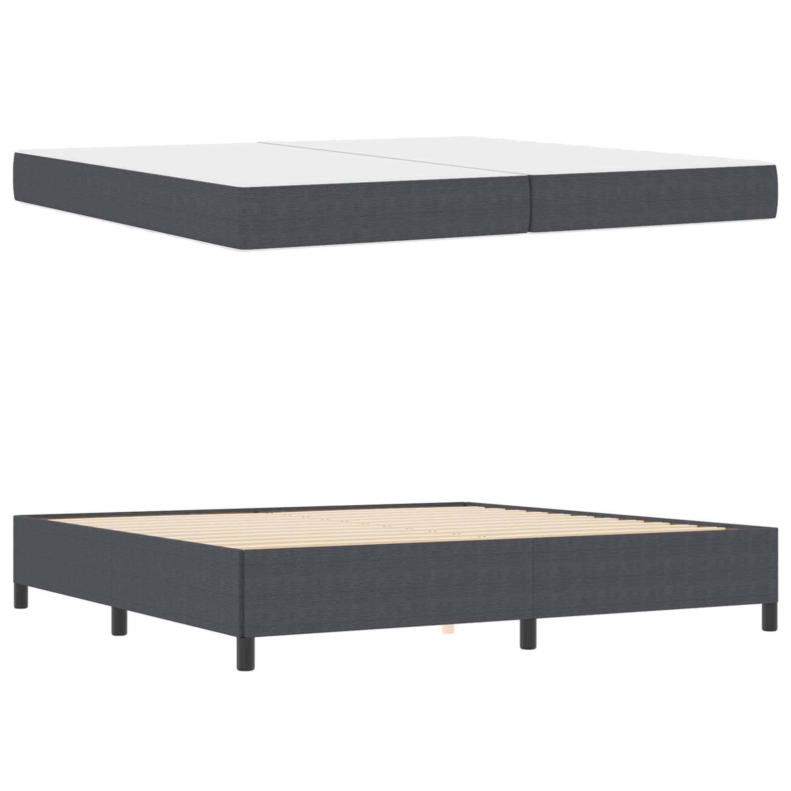 Cadre de lit avec matelas Gris foncé 200 x 200 cm tissu - XIOS