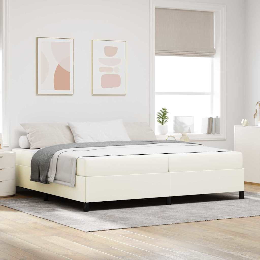 Cadre de lit avec matelas Crème 200 x 200 cm tissu - XIOS