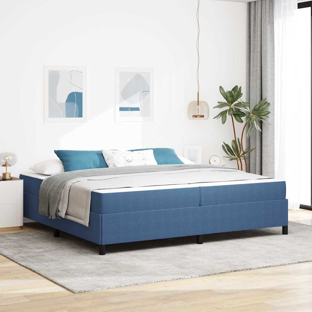 Cadre de lit avec matelas Bleu 200 x 200 cm tissu - XIOS