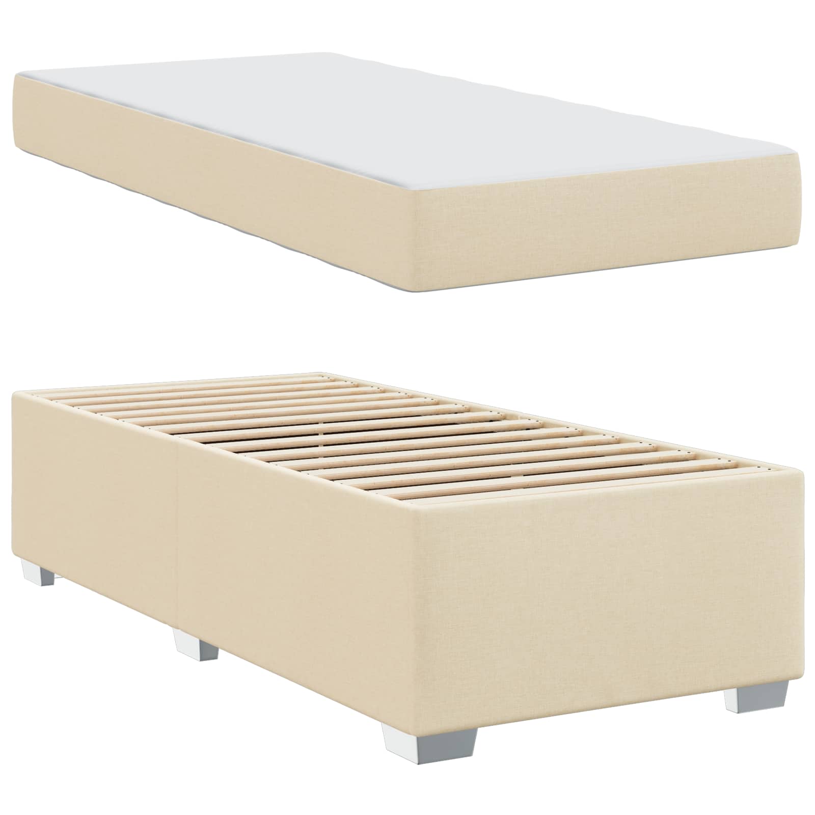 Cadre de lit avec matelas Crème 90 x 190 cm tissu - XIOS