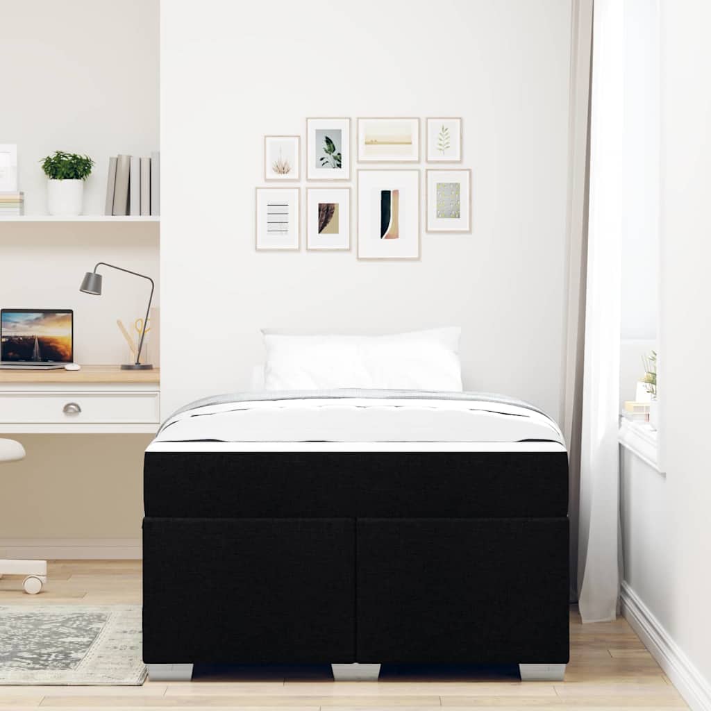 Cadre de lit avec matelas Noir 120 x 190 cm tissu - XIOS