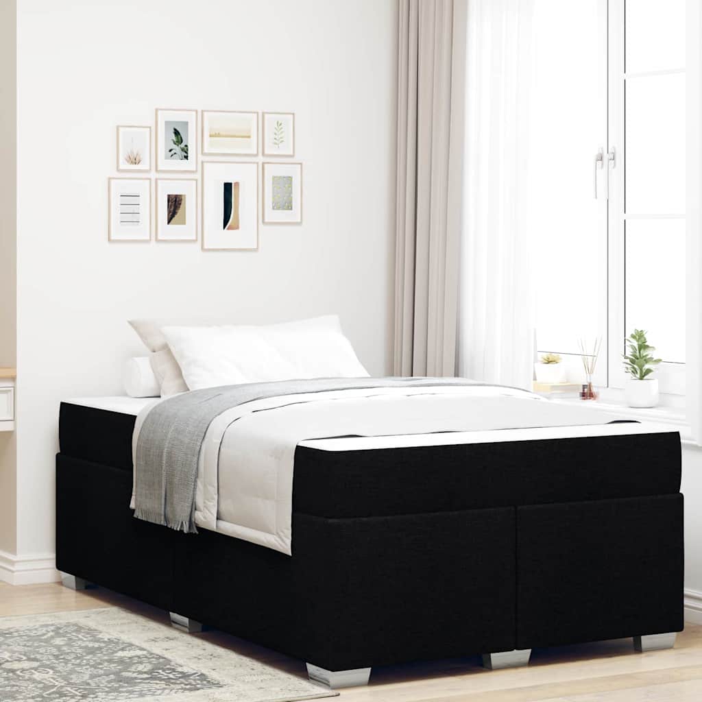 Cadre de lit avec matelas Noir 120 x 200 cm tissu - XIOS